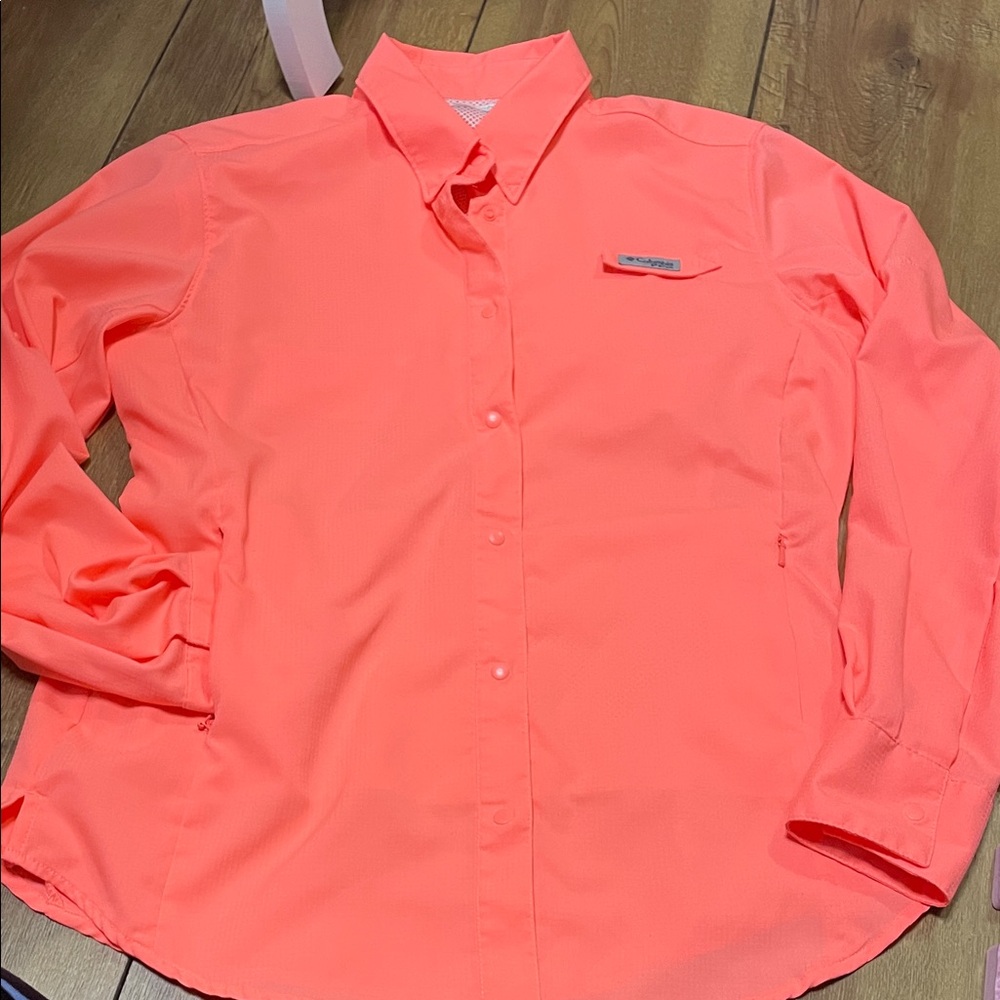 Columbia Women's Neon Orange Button-Down Shirt